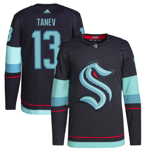 Men's Seattle Kraken #13 Brandon Tanev Navy Stitched Jersey Men's Seattle Kraken #13 Brandon Tanev Navy Stitched Jersey